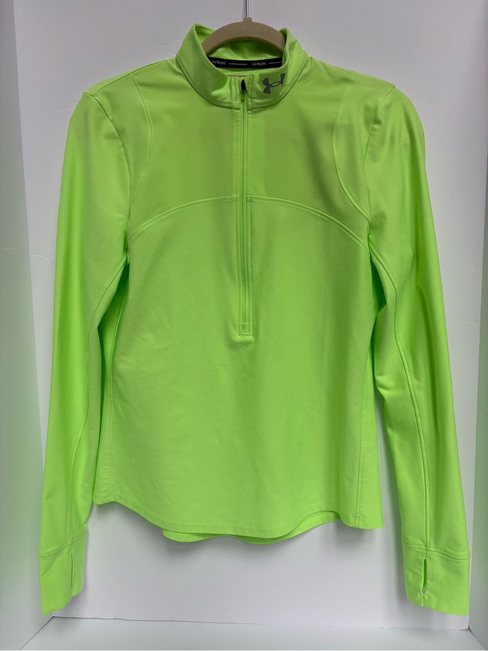 Under Armour Qualifier 1/2 Zip Running Top Neon Lime Green Women’s Sz Small NWT